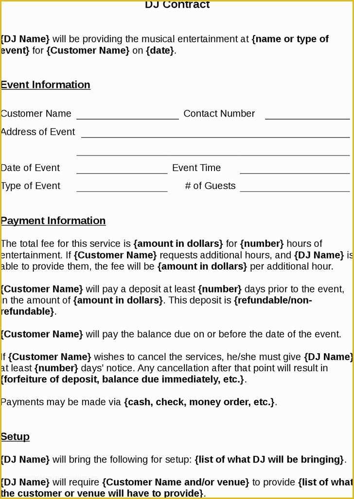 Dj Contract Template Free Of 8 Dj Contract Template Free Download