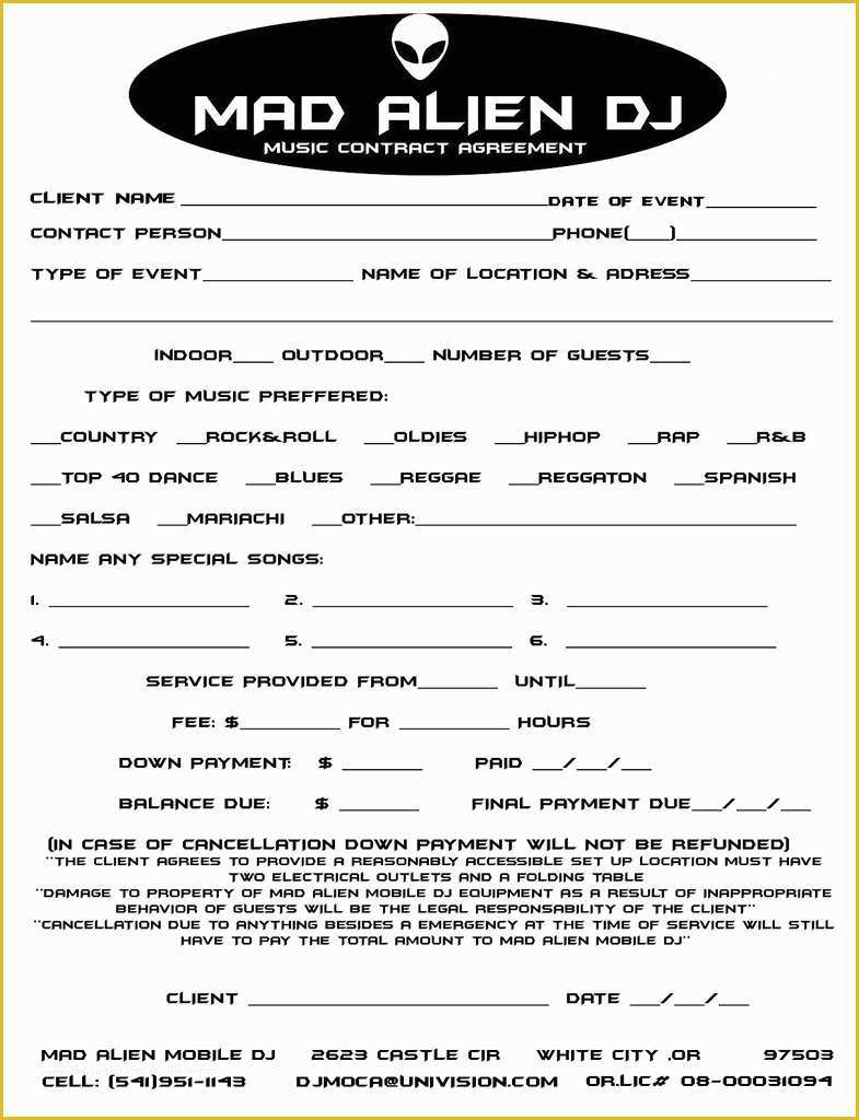 Dj Contract Template Free Of 9 Dj Contract Examples Pdf Word Apple Pages Google