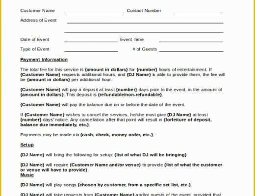 Dj Contract Template Free Of Disc Jockey Contracts Template