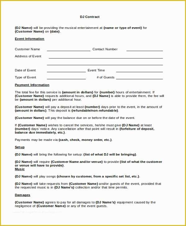 36 Dj Contract Template Free
