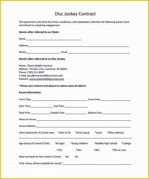 Dj Contract Template Free Of Dj Contract 12 Download Documents In Pdf