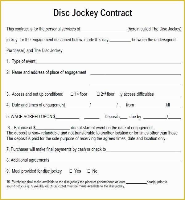 Dj Contract Template Free Of Dj Contract 7 Free Pdf Download
