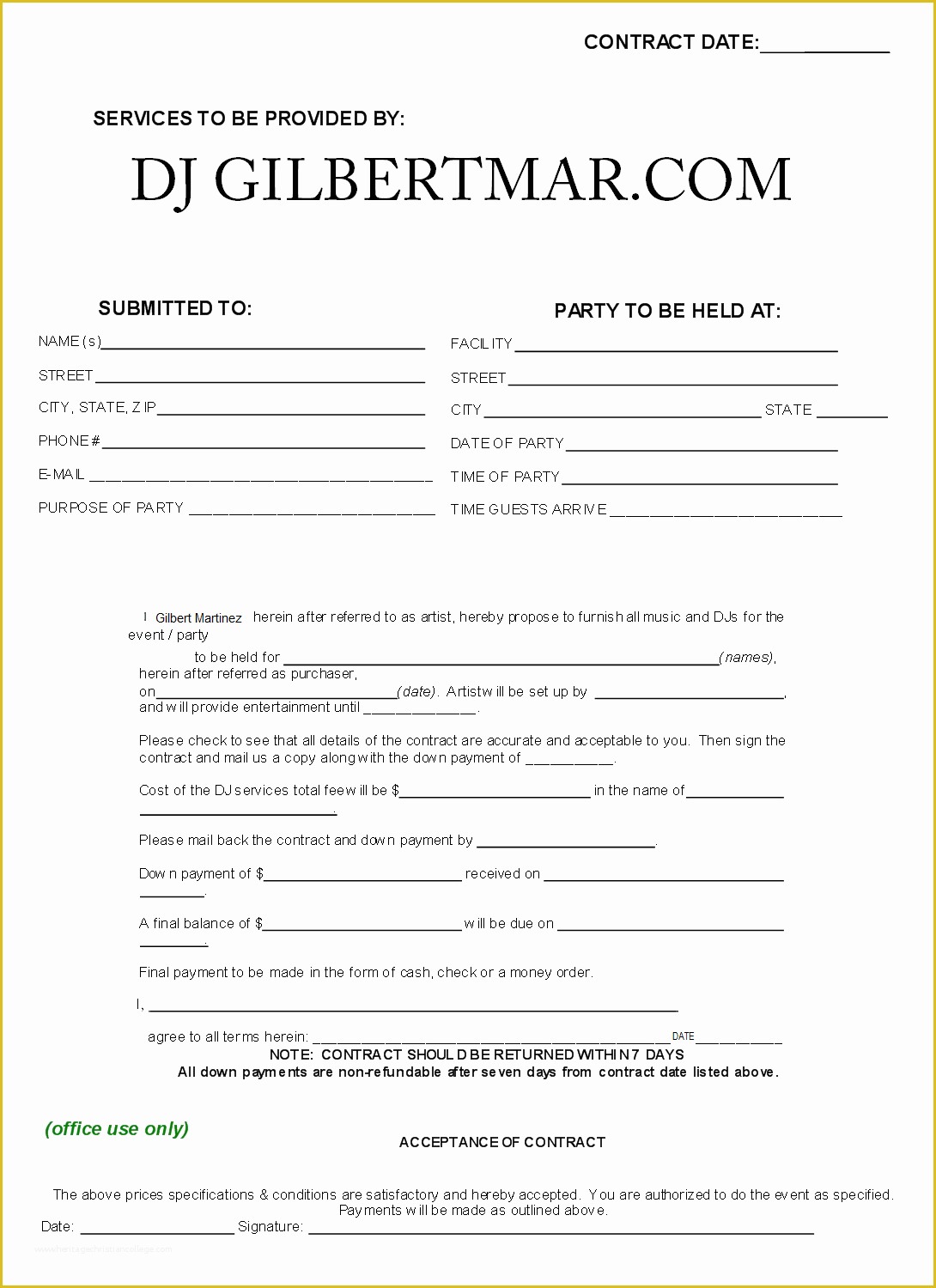 Dj Contract Template Free Of Dj Contract Template