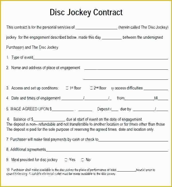 Dj Contract Template Free Of Dj Contract Templates Disc Jockey Contracts Template