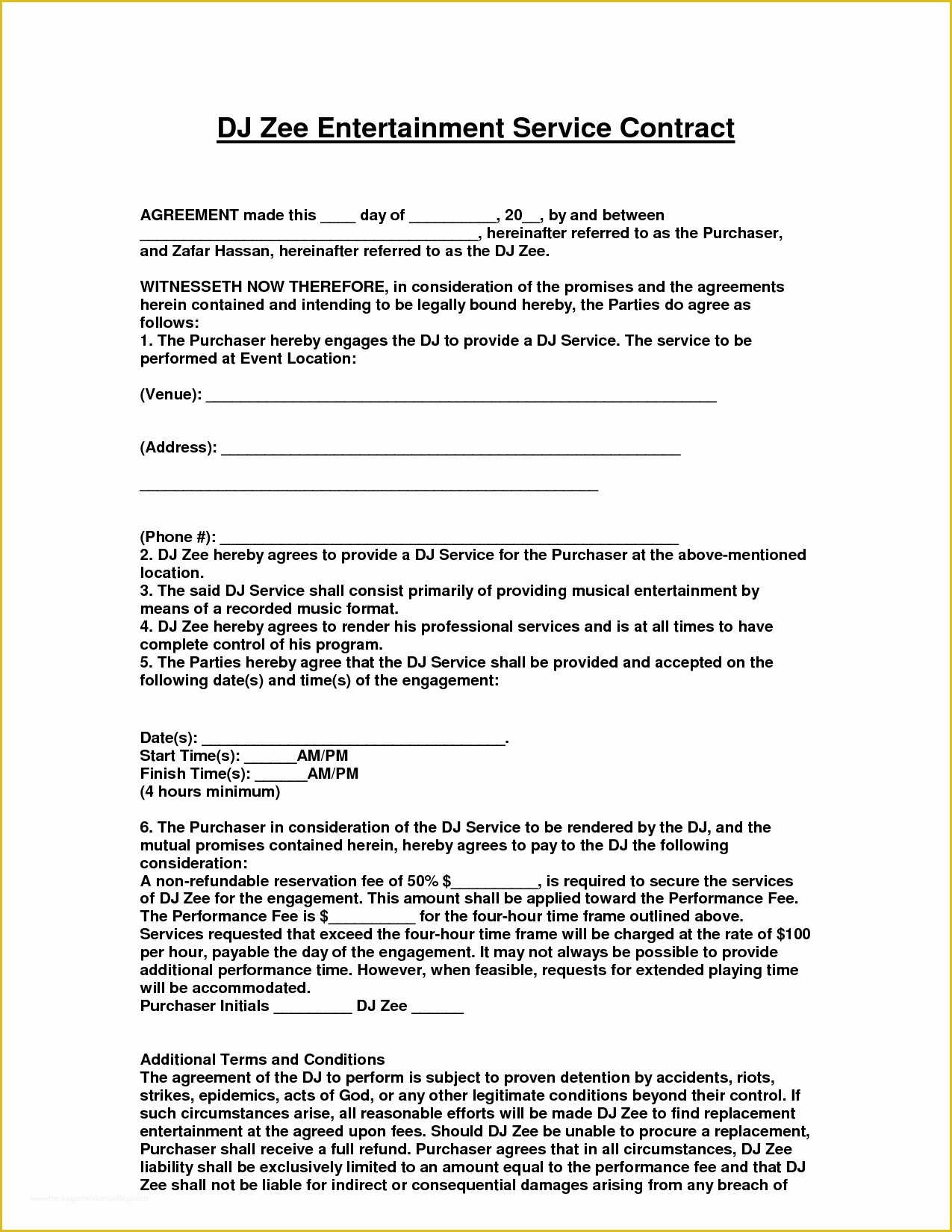 Dj Contract Template Free Of Entertainment Contract Agreement Images Dj Agreement