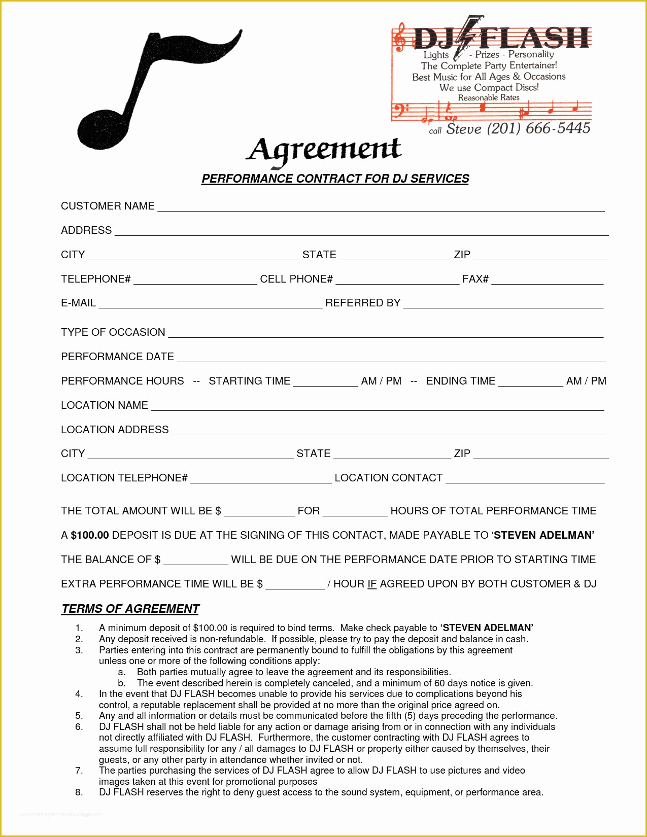 Dj Contract Template Free Of Professional Template Samples for General Agreement Clasmed