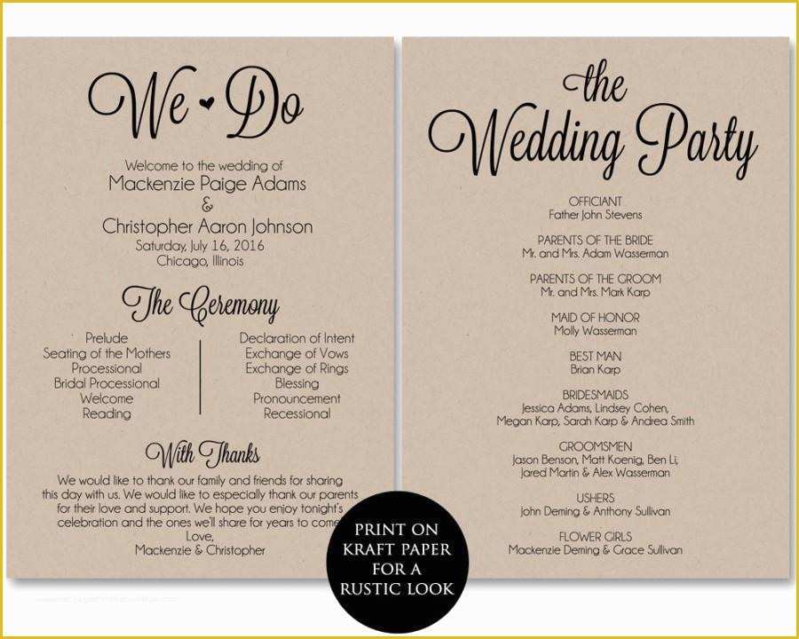 Do It Yourself Wedding Programs Templates Free Of Ceremony Program Template Wedding Program Printable We