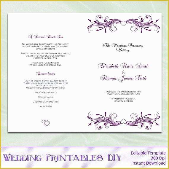 Do It Yourself Wedding Programs Templates Free Of Items Similar to Wedding Program Template Diy Printable