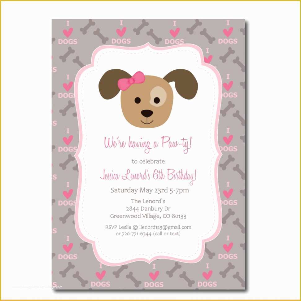 Dog Birthday Party Invitations Templates Free Of Dog Birthday Party Invitations Dog Birthday Party