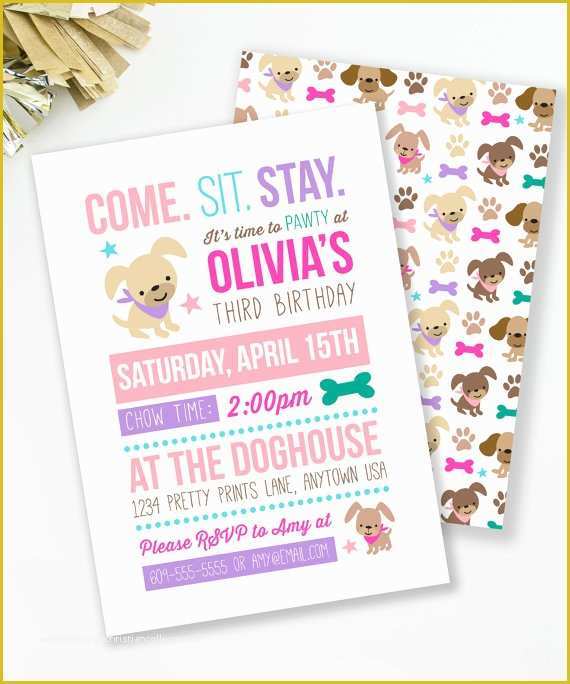 Dog Birthday Party Invitations Templates Free Of Dog Birthday Party Invitations Dog Birthday Party