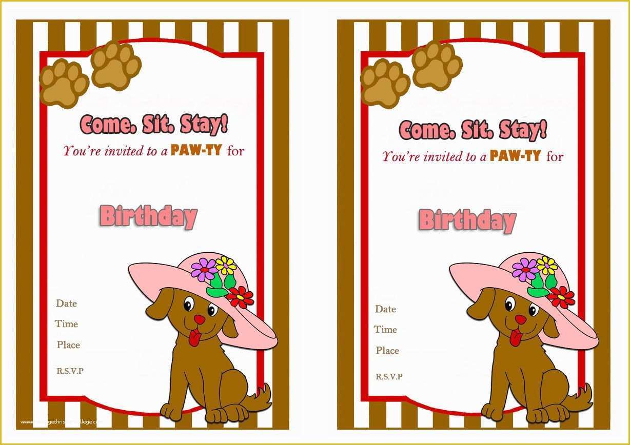 Dog Birthday Party Invitations Templates Free Of Dog Lovers Free 