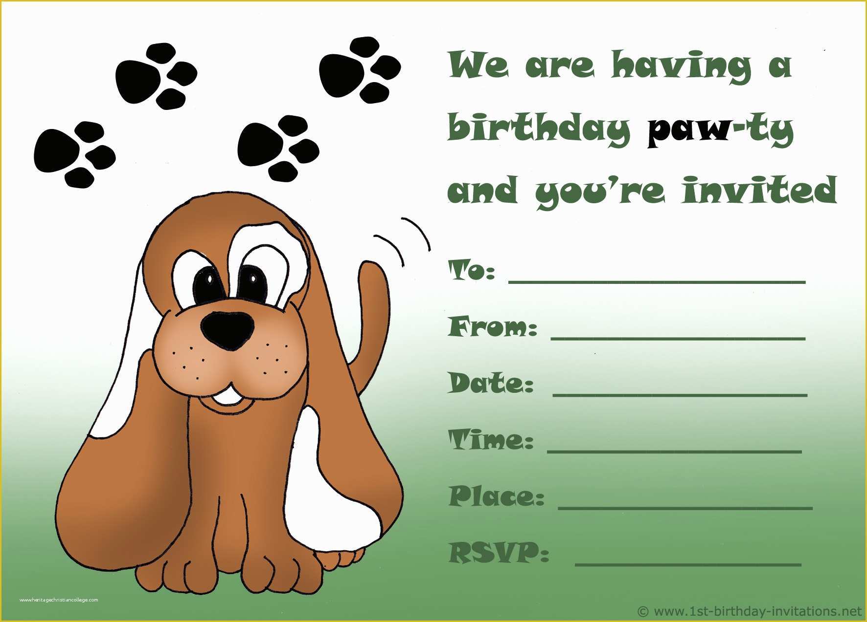 Dog Birthday Party Invitations Templates Free Of Kids Birthday Party Invitations Free & Printable