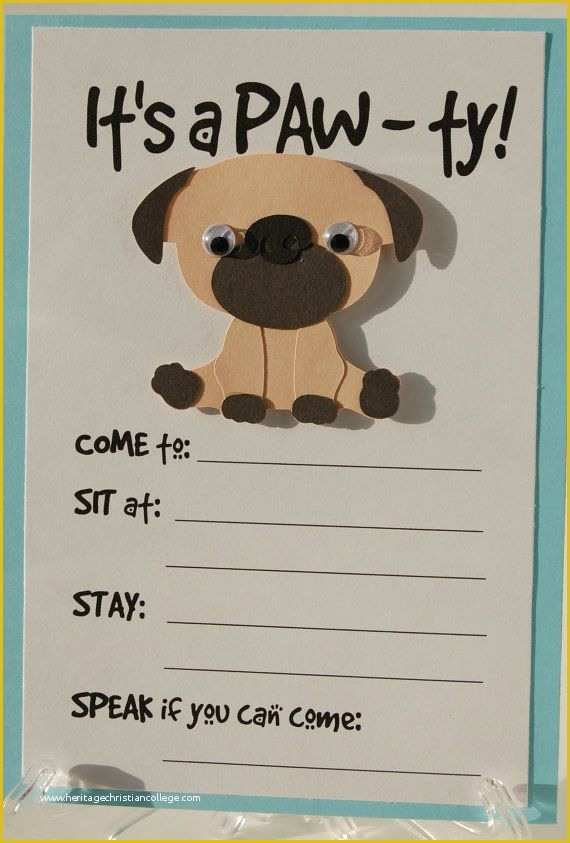 Dog Birthday Party Invitations Templates Free Of Pug Party Invitation Puppy Birthday Invites Dog Party