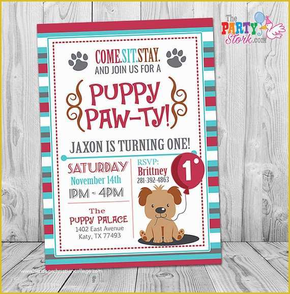 Dog Birthday Party Invitations Templates Free Of Puppy Invitation Boy Puppy Birthday Invitation Printable