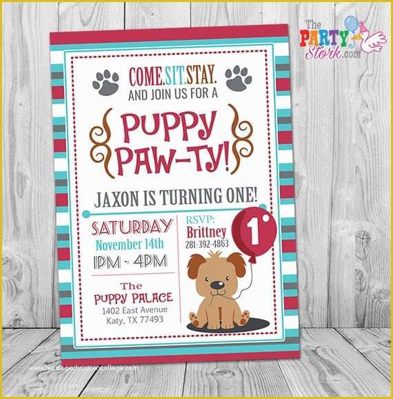 Dog Birthday Party Invitations Templates Free Of Puppy Invitation Boy Puppy Birthday Invitation Printable