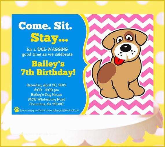 Dog Birthday Party Invitations Templates Free Of Puppy Party Invitation Puppy Birthday Invitation