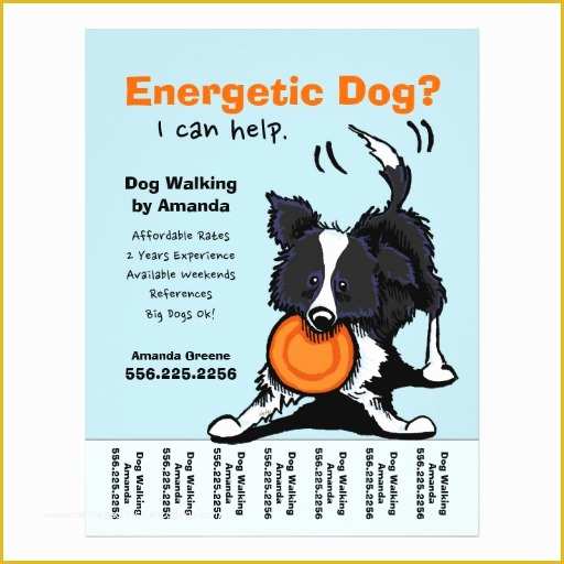 Dog Walking Flyer Template Free Of Dog Walker Walking Personalized Tear Sheet Custom Flyer