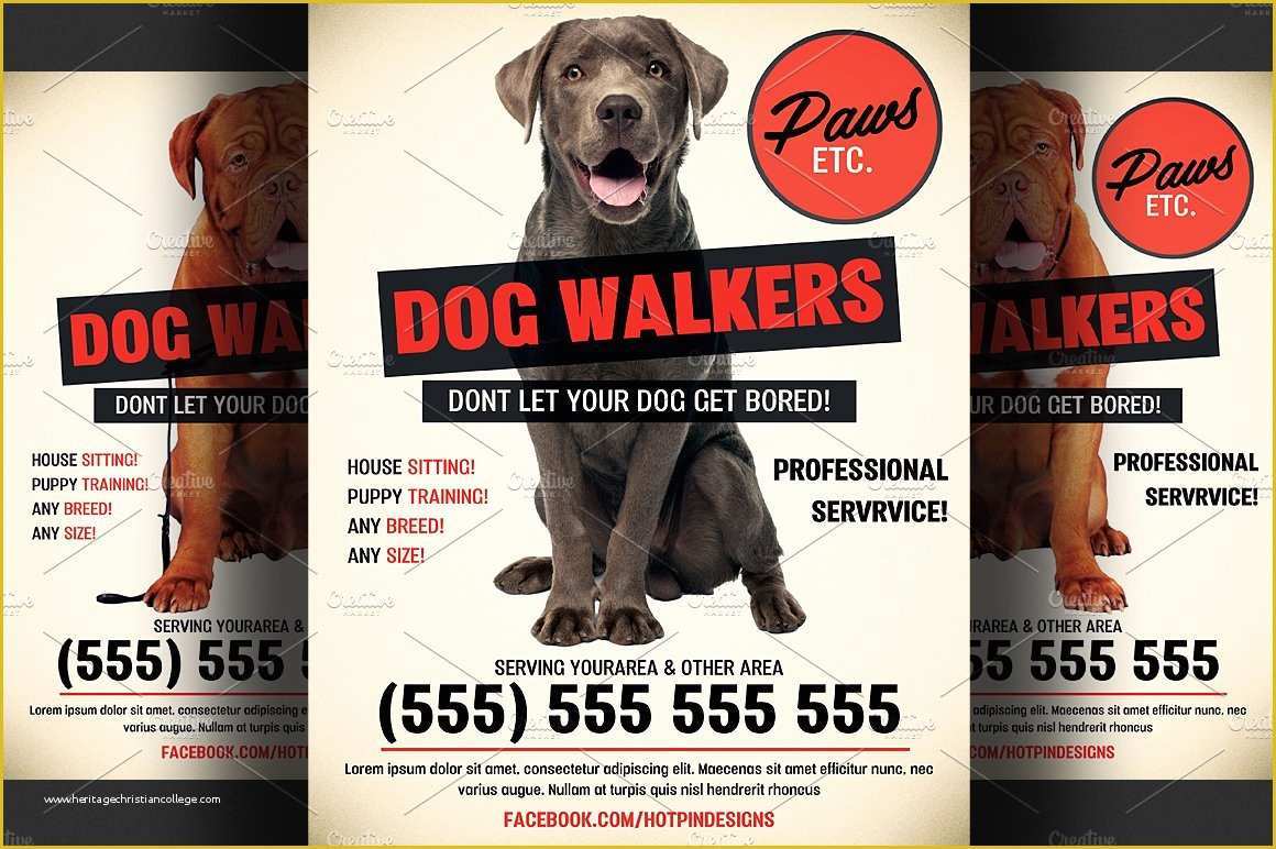 Dog Walking Flyer Template Free Of Dog Walkers Flyer Template Flyer Templates Creative Market