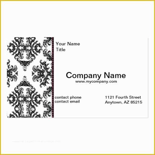 Dom Sub Contract Template Free Of Black & White Damask Business Modern Card Double Sided