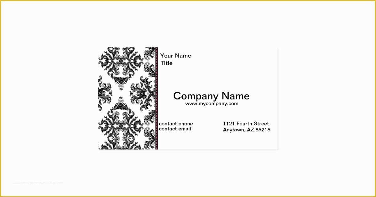 Dom Sub Contract Template Free Of Black & White Damask Business Modern Card Standard