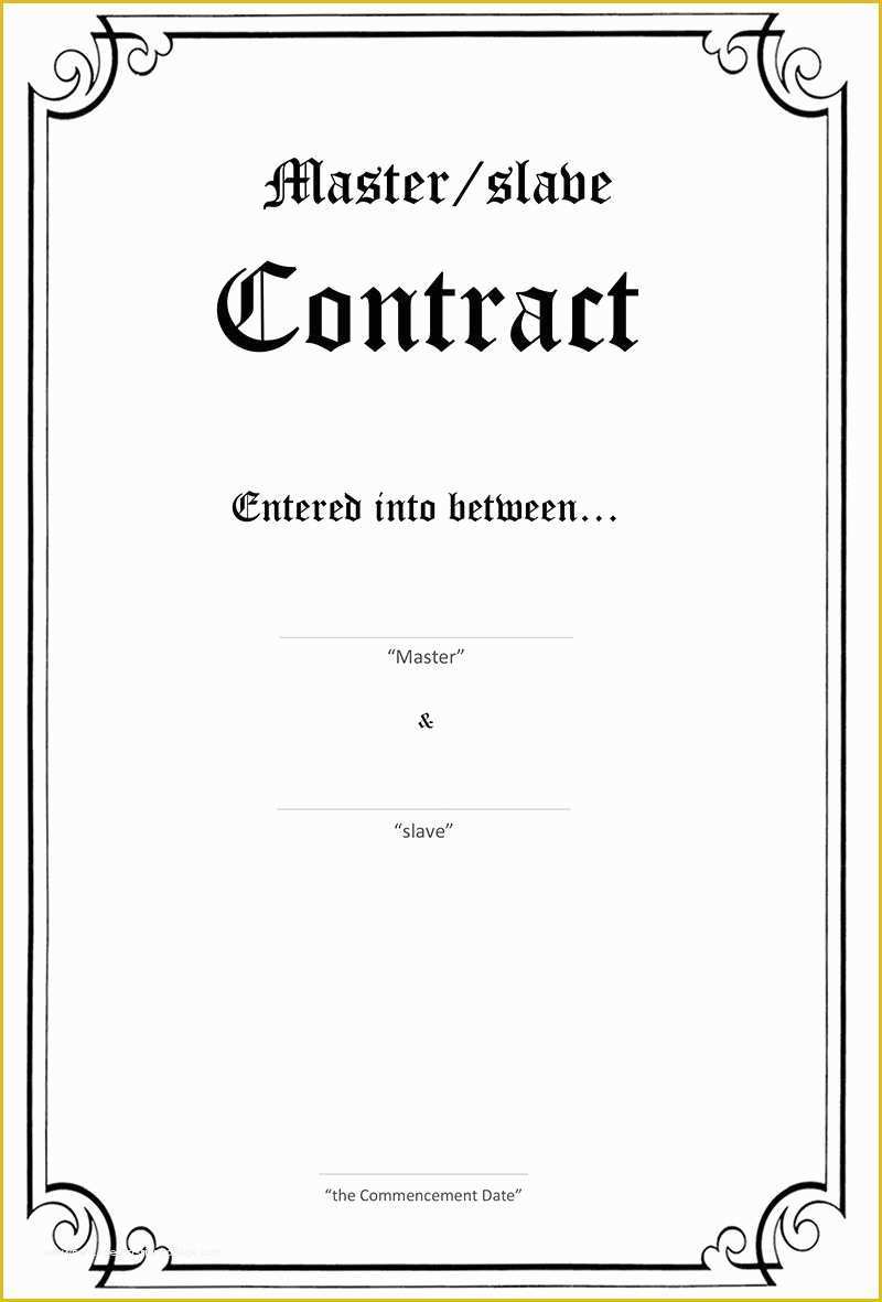 Dom Sub Contract Template Free Of formalize Your Master Slave M S Relationship Writing A