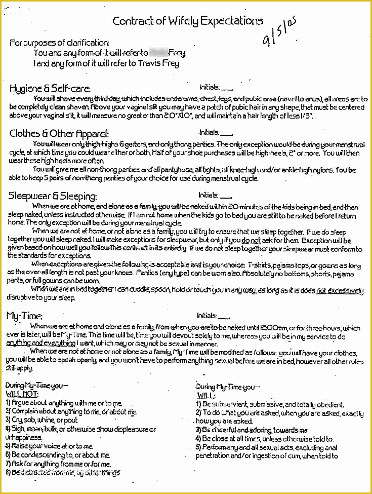 Dom Sub Contract Template Free Of Sicko "marriage Contract" E for the Ages