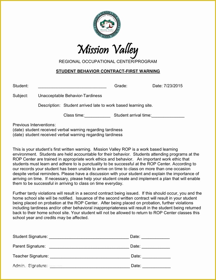 Dom Sub Contract Template Free Of Student Behavior Contract In Word and Pdf formats