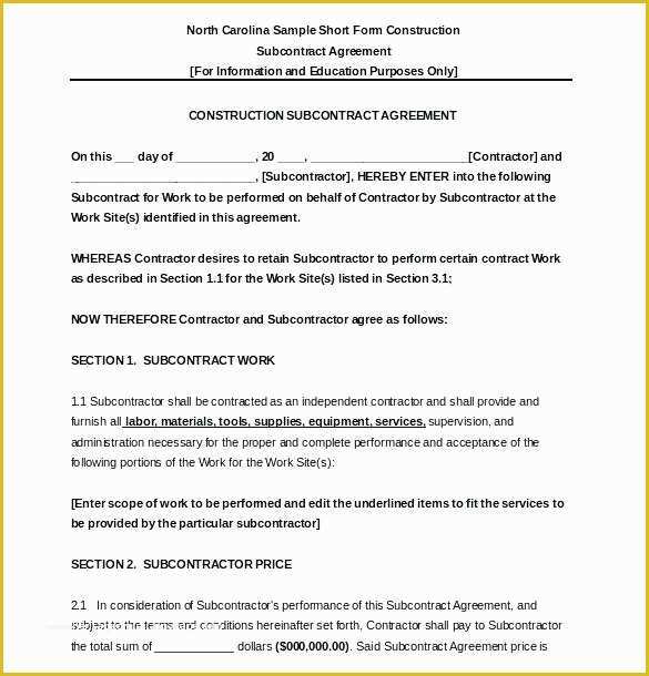 Dom Sub Contract Template Free Of Subcontract Template Related Post Free Template
