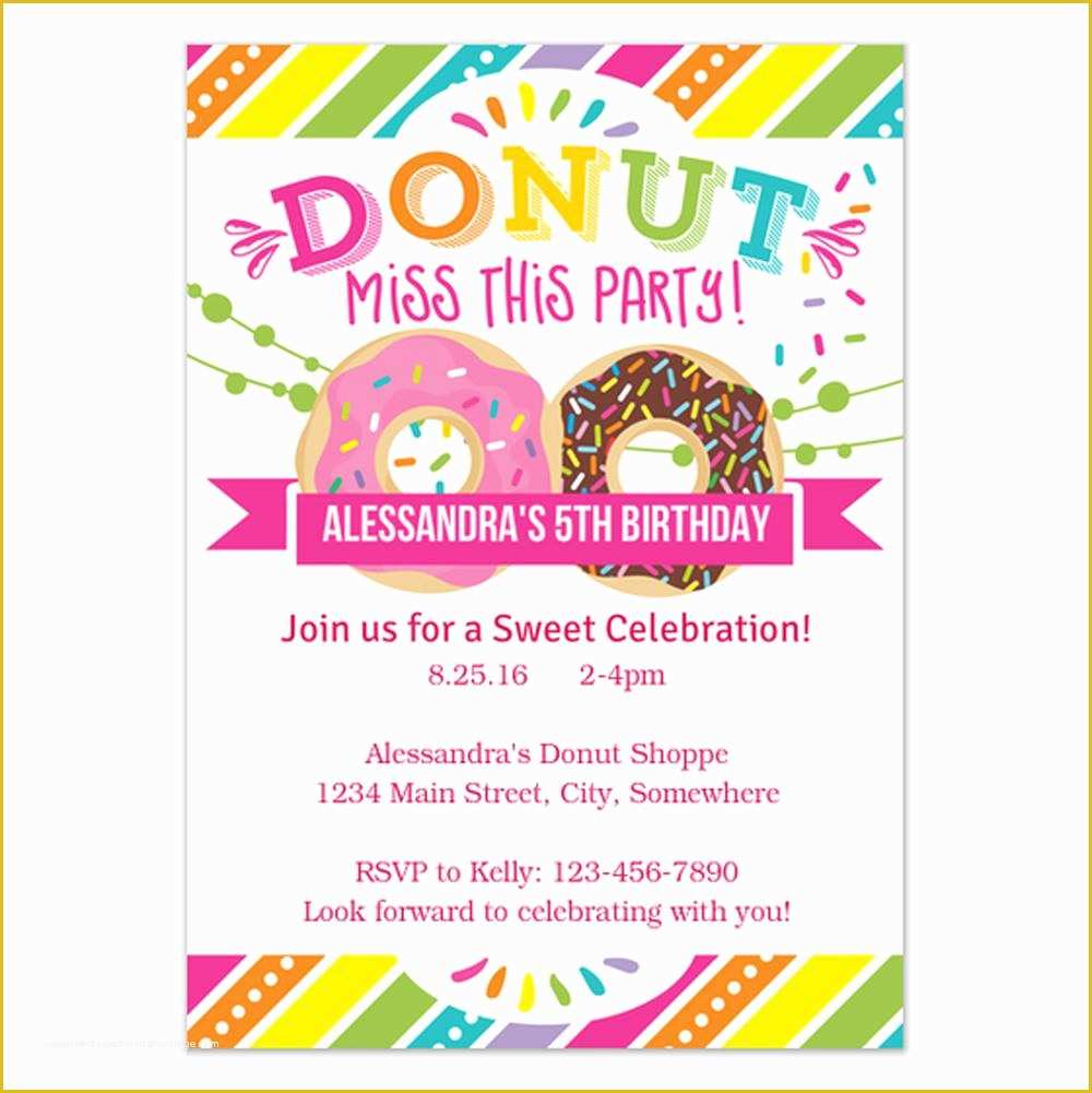 Donut Invitation Template Free Of 18 Birthday Invitations for Kids – Free Sample Templates