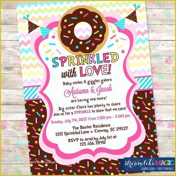 Donut Invitation Template Free Of Baby Sprinkle Donut Baby Shower Invitation with Donuts and