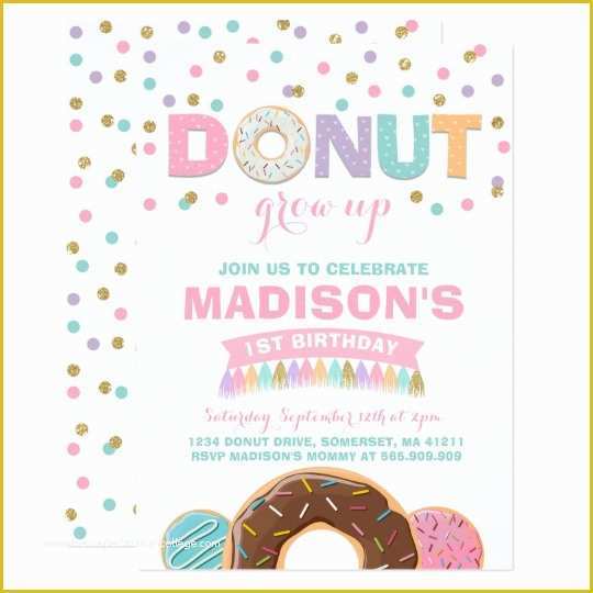 Donut Invitation Template Free Of Donut Birthday Invitation Donut Grow Up Party