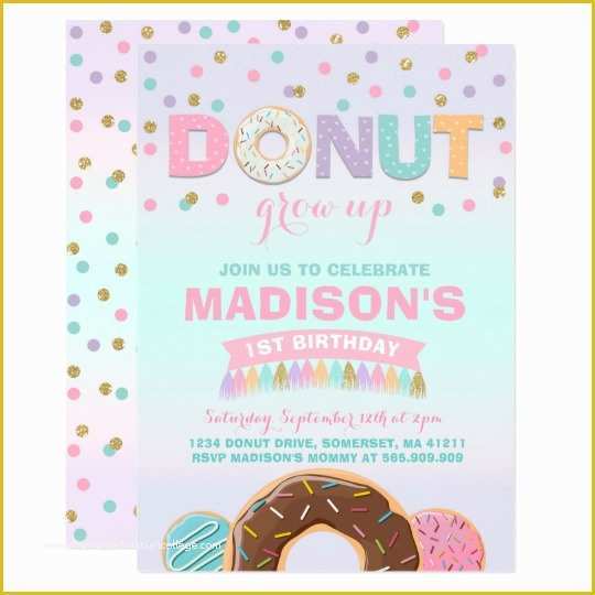 Donut Invitation Template Free Of Donut Birthday Invitation Donut Grow Up Party
