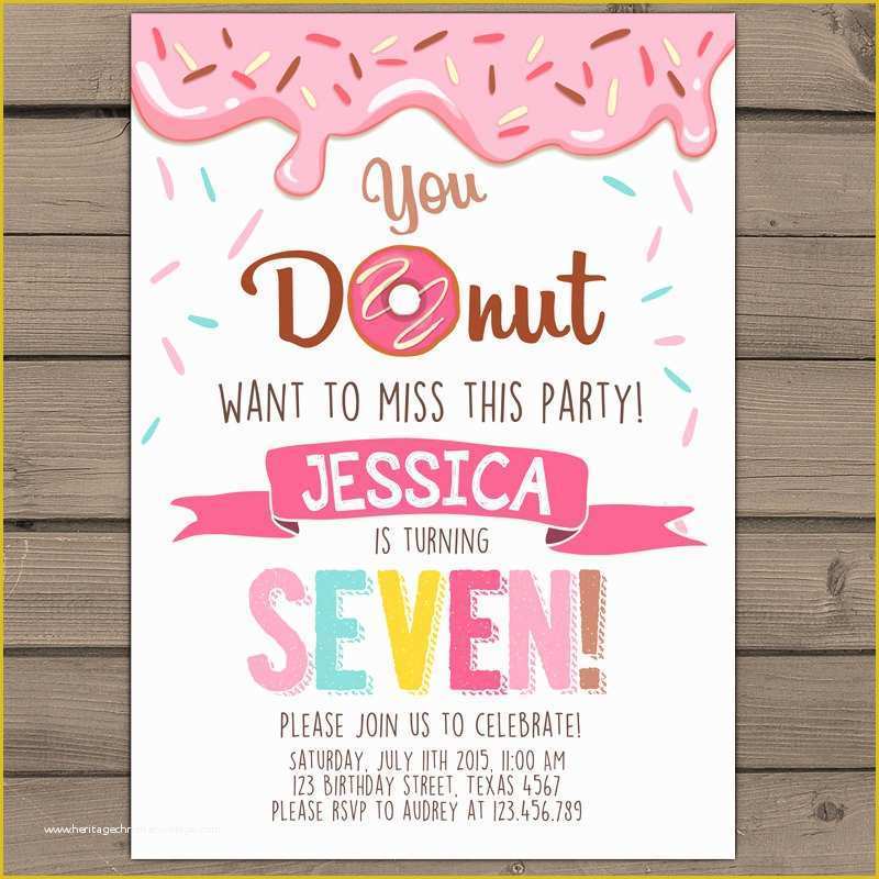 Donut Invitation Template Free Of Donut Birthday Party Invitation Doughnut Party Invitation