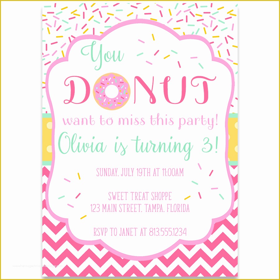 Donut Invitation Template Free Of Donut Birthday Party Invitation – the Invite Lady