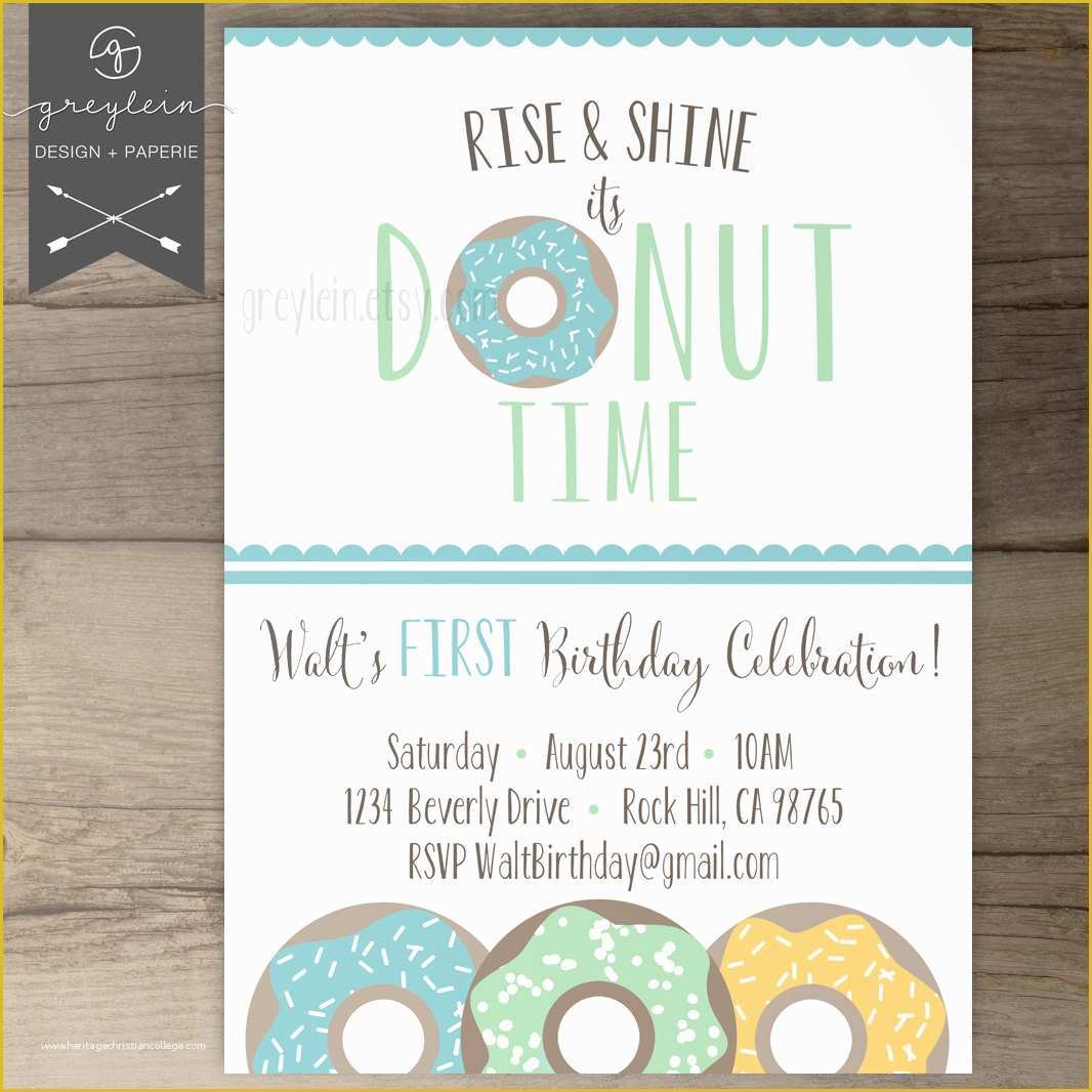 Donut Invitation Template Free Of Donut Birthday Party Invitations Invites Rise and by
