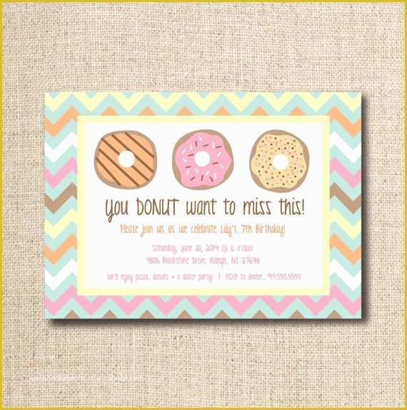 Donut Invitation Template Free Of Donut Doughnut Party Invitation Custom Printable File