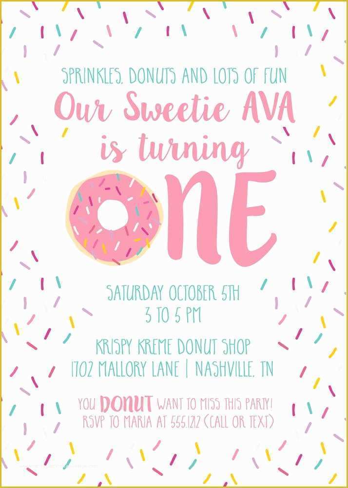 Donut Invitation Template Free Of Donut First Birthday Invitations Pink Printed – Pipsy