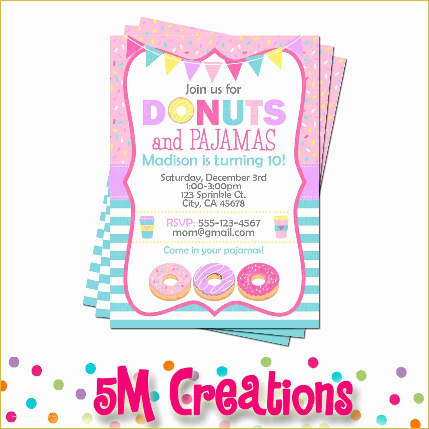 Donut Invitation Template Free Of Donut Party Invitation Doughnut Birthday Invitations Donut