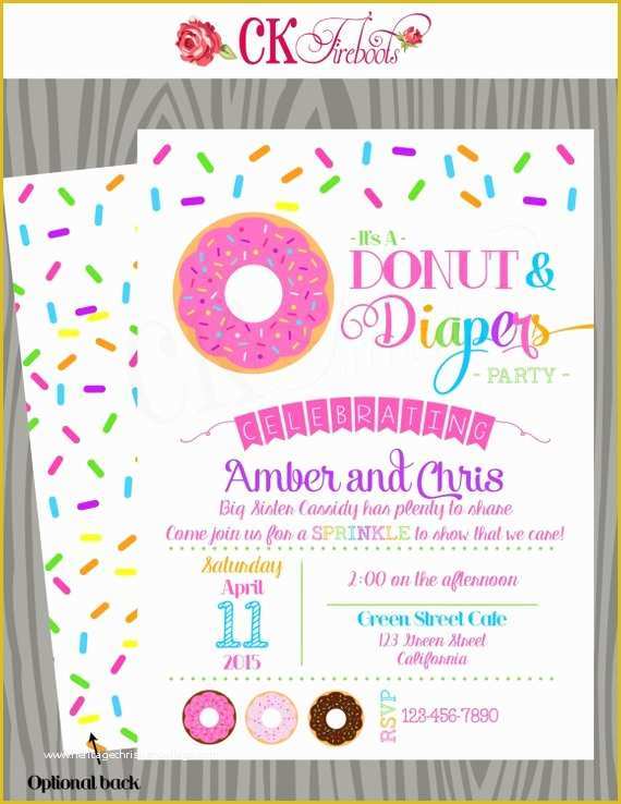 Donut Invitation Template Free Of Donuts and Diapers Sprinkle Baby Shower Invite