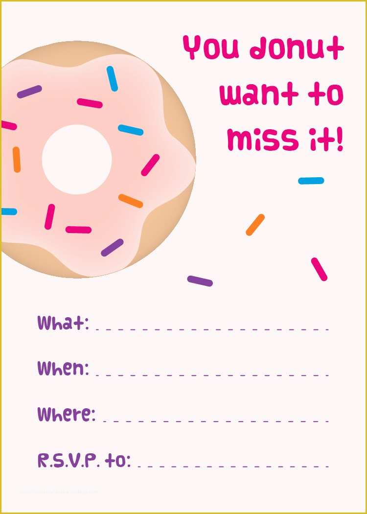 Donut Invitation Template Free Of Free Printable Invitations