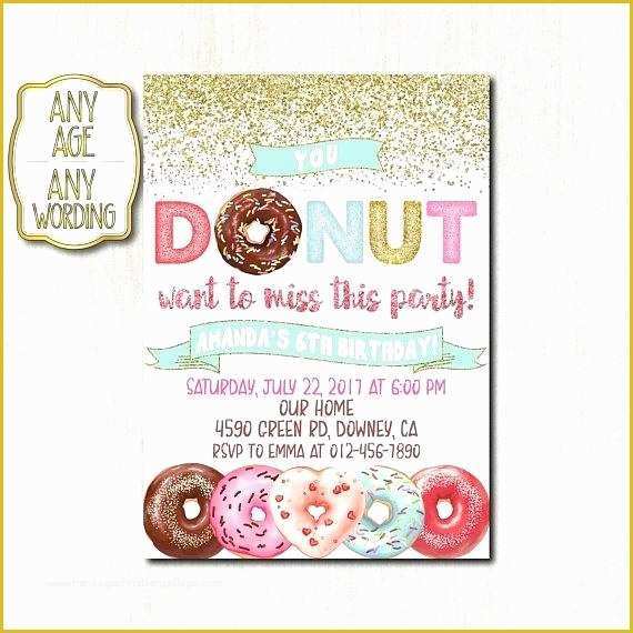 Donut Invitation Template Free Of Fresh Donut Party Invitations for Donut Birthday