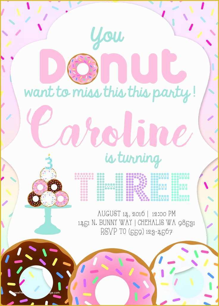 Donut Invitation Template Free Of Party Invitation Templates Donut Party Invitations