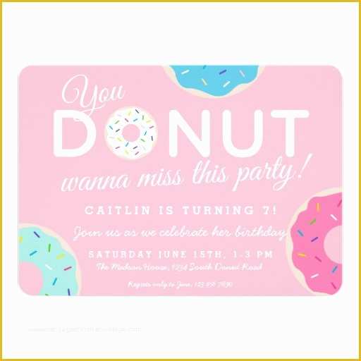 Donut Invitation Template Free Of Pink Donut Party Invitation Donut Birthday Party