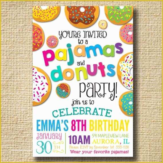 Donut Invitation Template Free Of Printable Donuts and Pajamas Party Invitation by Creativelime
