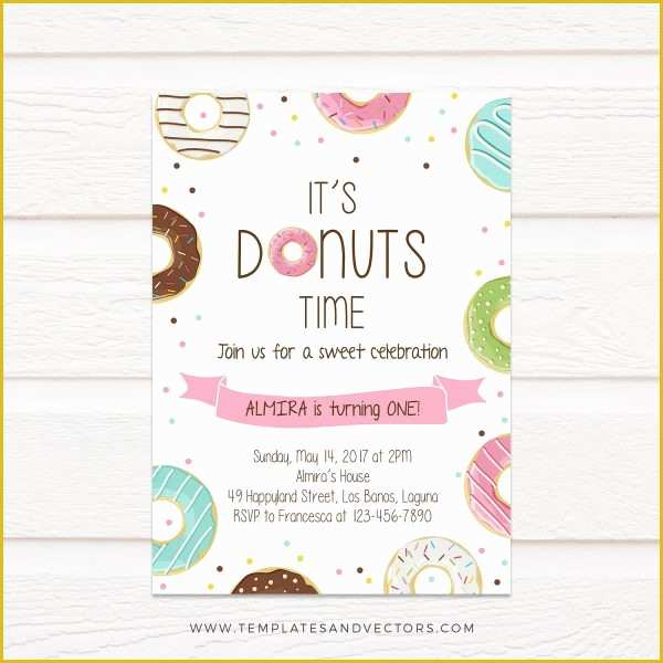 Donut Invitation Template Free Of Tvb080 Donut Party Birthday Invitation Diy Printable Template