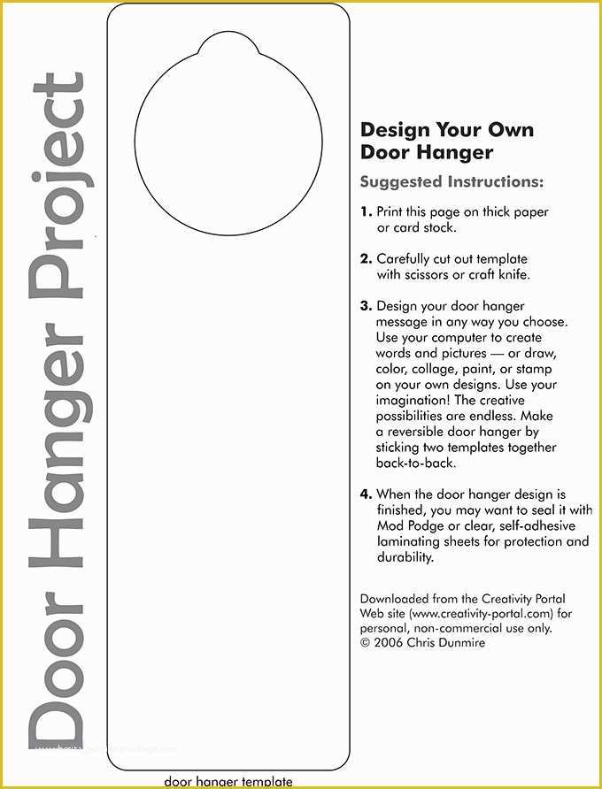 Door Knob Flyer Template Free Of Door Knob Hanger Template Pdf Templates Resume