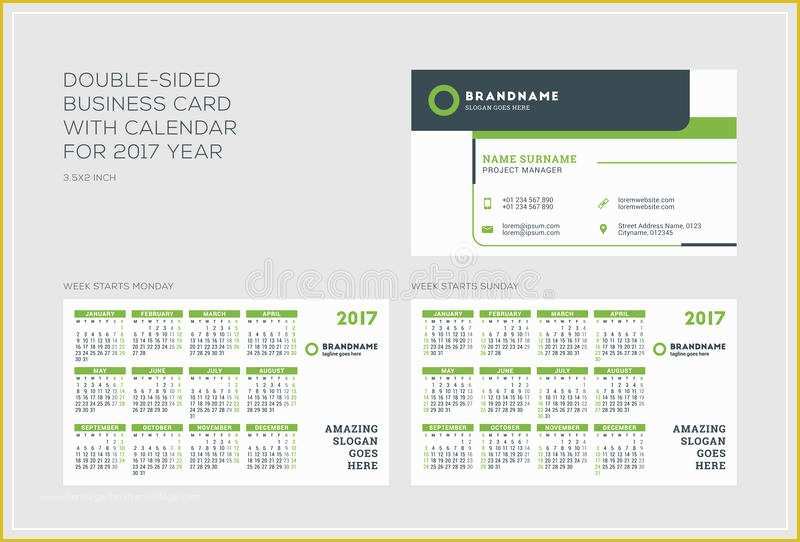 Double Sided Business Card Template Free Download Of Double Sided Business Card Template with Calendar for 2017