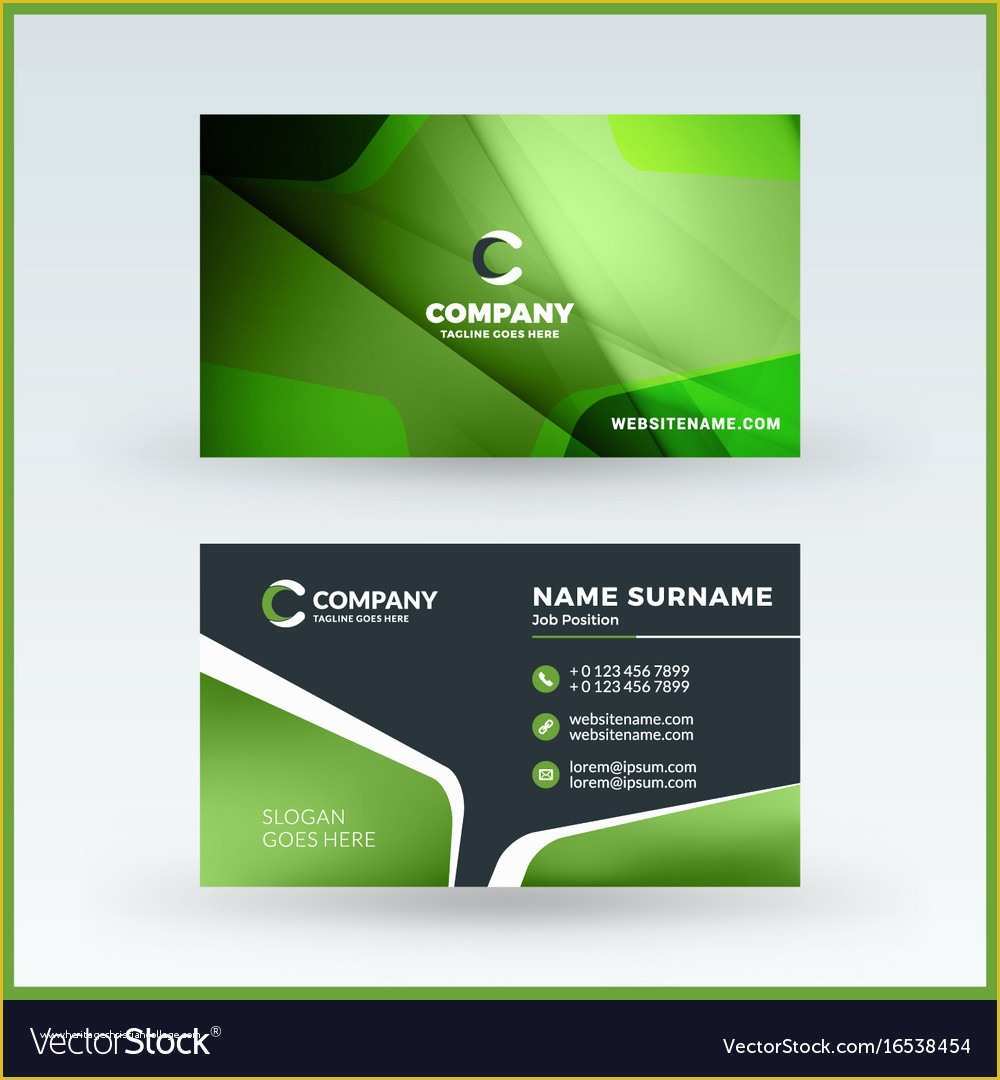 Double Sided Business Card Template Free Download Of Double Sided Horizontal Business Card Template Vector Image