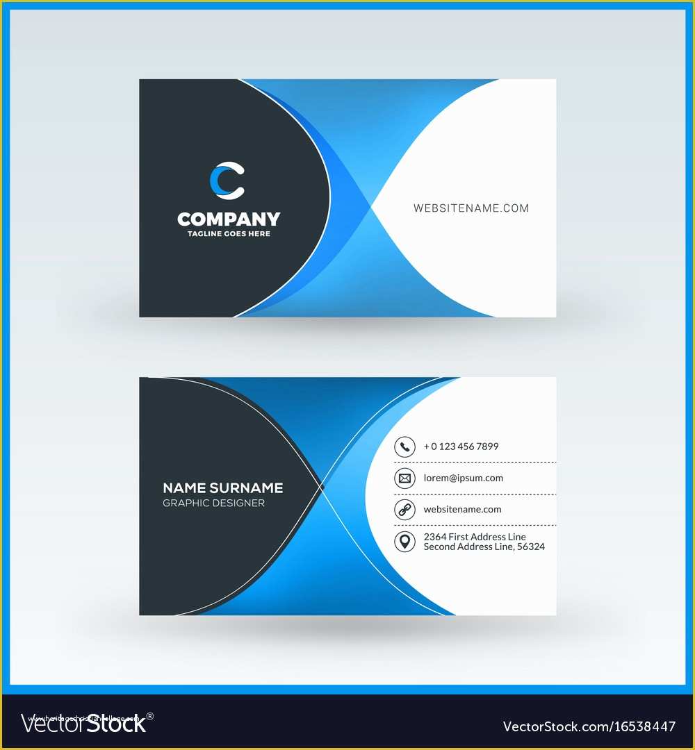 Double Sided Business Card Template Free Download Of Double Sided Horizontal Business Card Template Vector Image