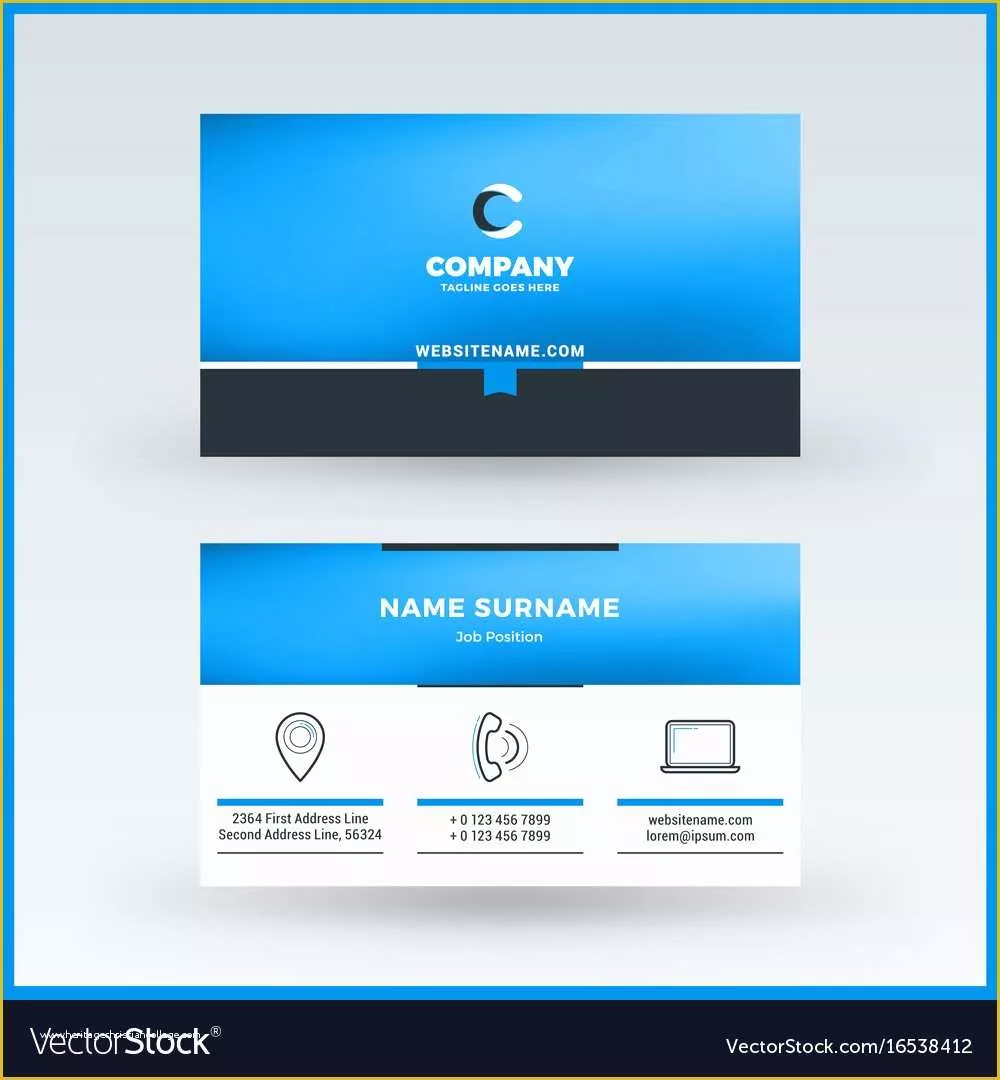 Double Sided Business Card Template Free Download Of Double Sided Horizontal Business Card Template Vector Image